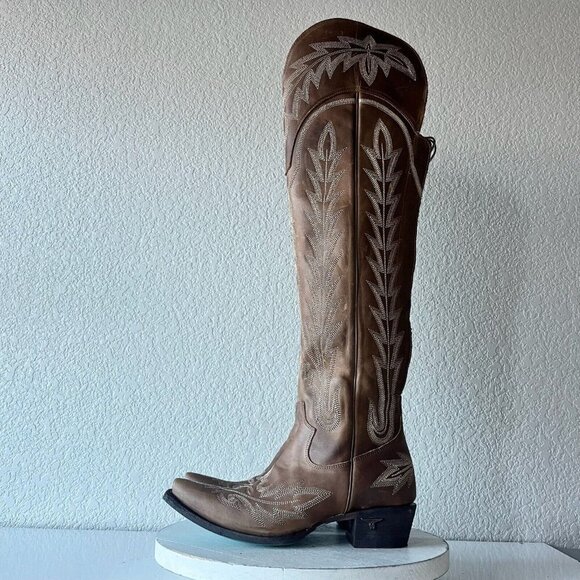 Lane LEXINGTON Over the Knee Womens Cowboy Boots 7 Brown Western Cowgirl Tall - Picture 4 of 13